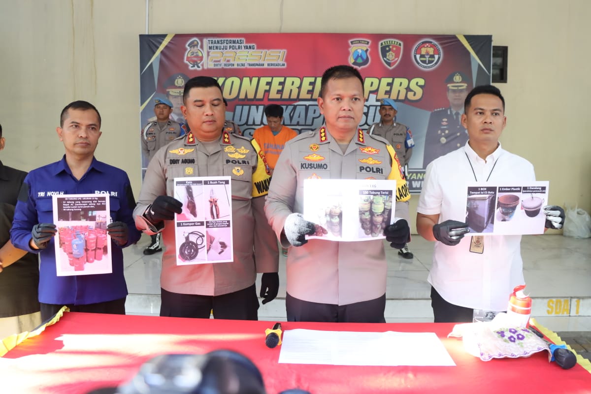 Polresta Sidoarjo Berhasil Amankan Terduga Pelaku Utama LPG Oplosan di Anggaswangi