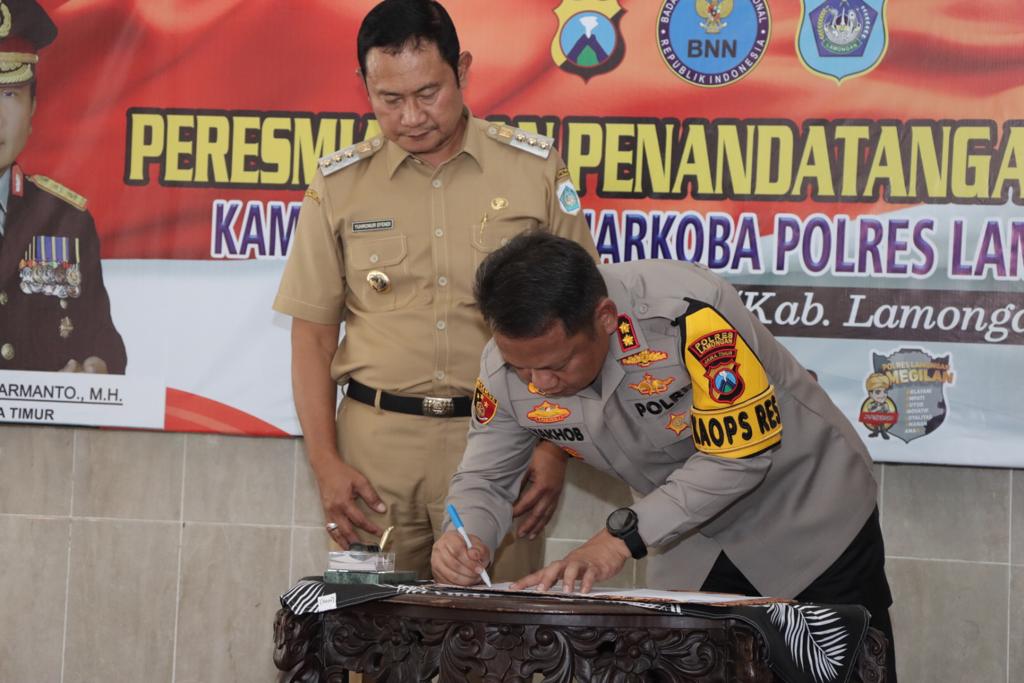 Lamongan Zero Narkoba, Kapolres Lamongan Gelar Peresmian Dan Penandatanganan MOU Kampung Bebas Narkoba