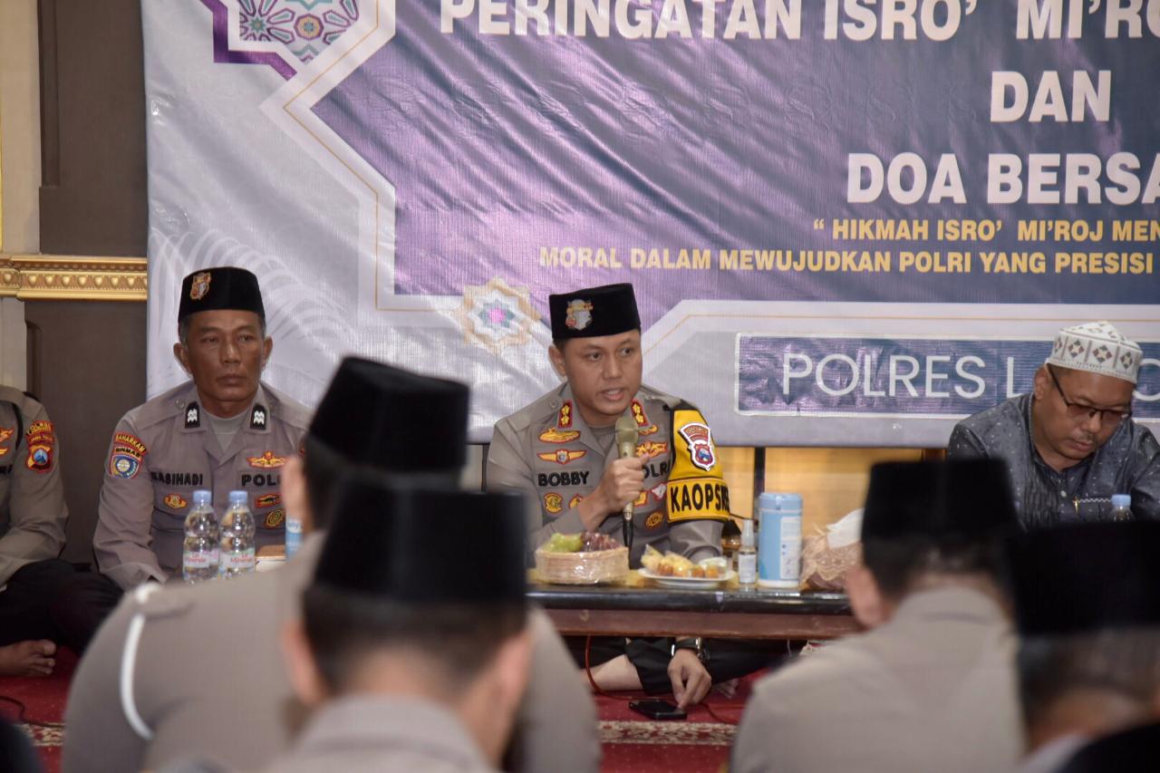 Polres Lamongan Gelar Peringatan Isra’ Mi’raj 1445 H Dan Doa Bersama Jelang Pemilu 2024