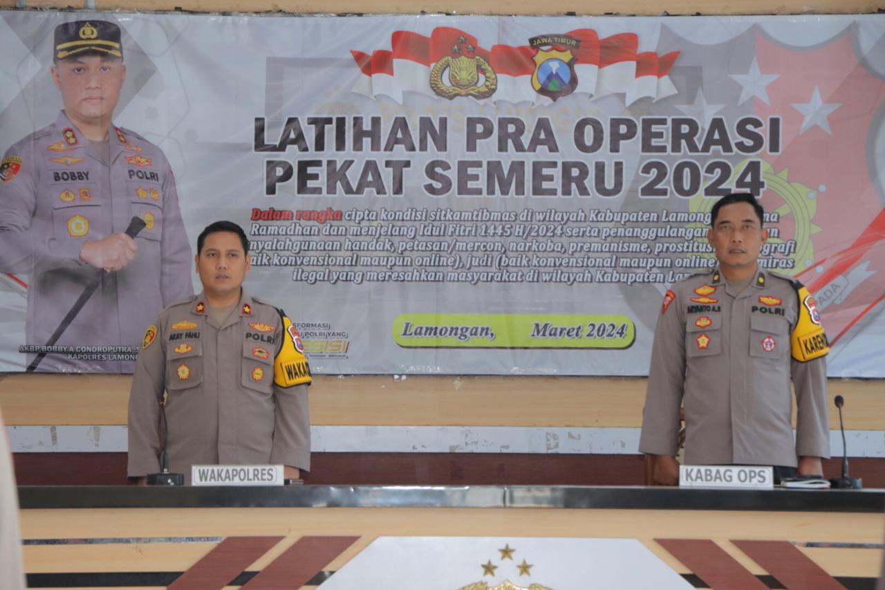 Wakapolres Lamongan Pimpin Latihan Pra Operasi Pekat Semeru 2024