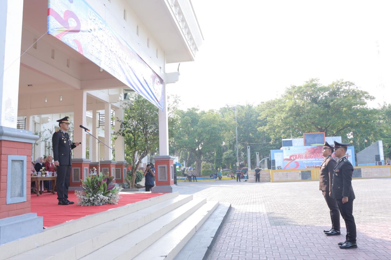 Upacara Peringatan Hari Bhayangkara Ke 78 Tahun 2024 dengan tema Polri Presisi Mendukung Percepatan Transformasi Ekonomi yang Inklusif dan Berkelanjutan Menuju Indonesia Emas