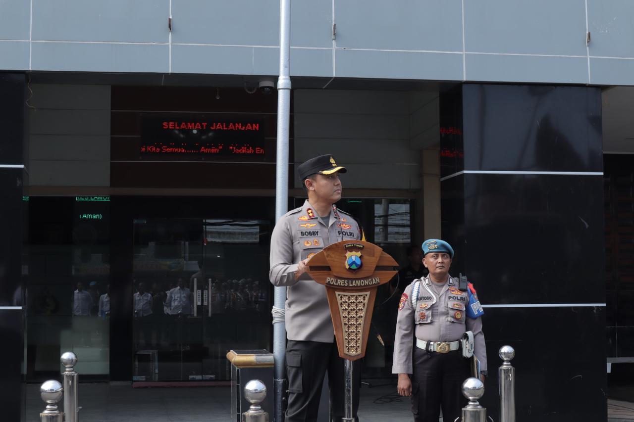 Kapolres Lamongan Pimpin Apel Pagi, Ucapkan terima kasih atas Suksesnya Pelaksanaan Operasi Mantap Brata