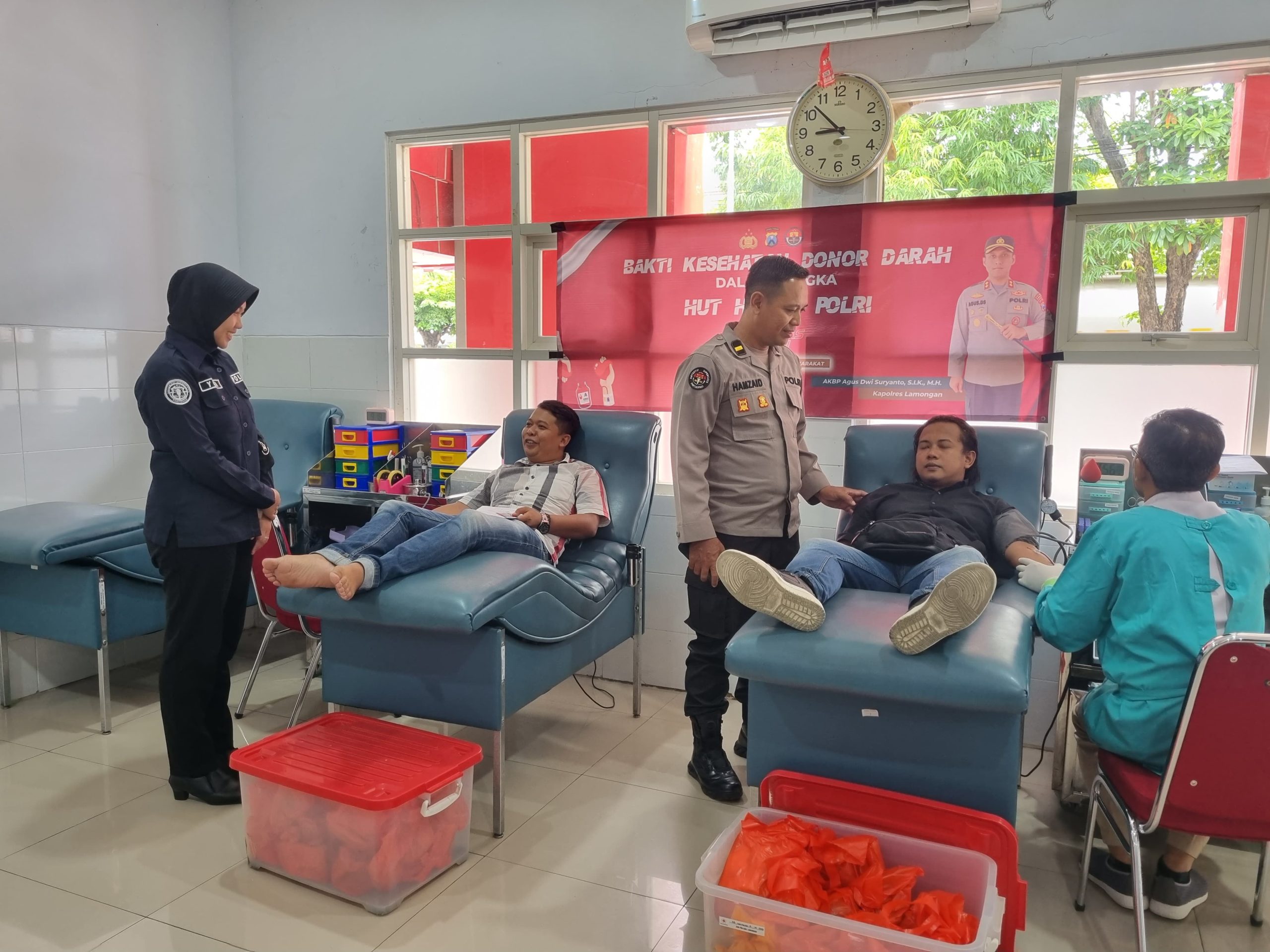 Sie Humas Polres Lamongan Gelar Aksi Kemanusiaan Donor Darah Dalam Rangka Hut Humas Polri Ke-74